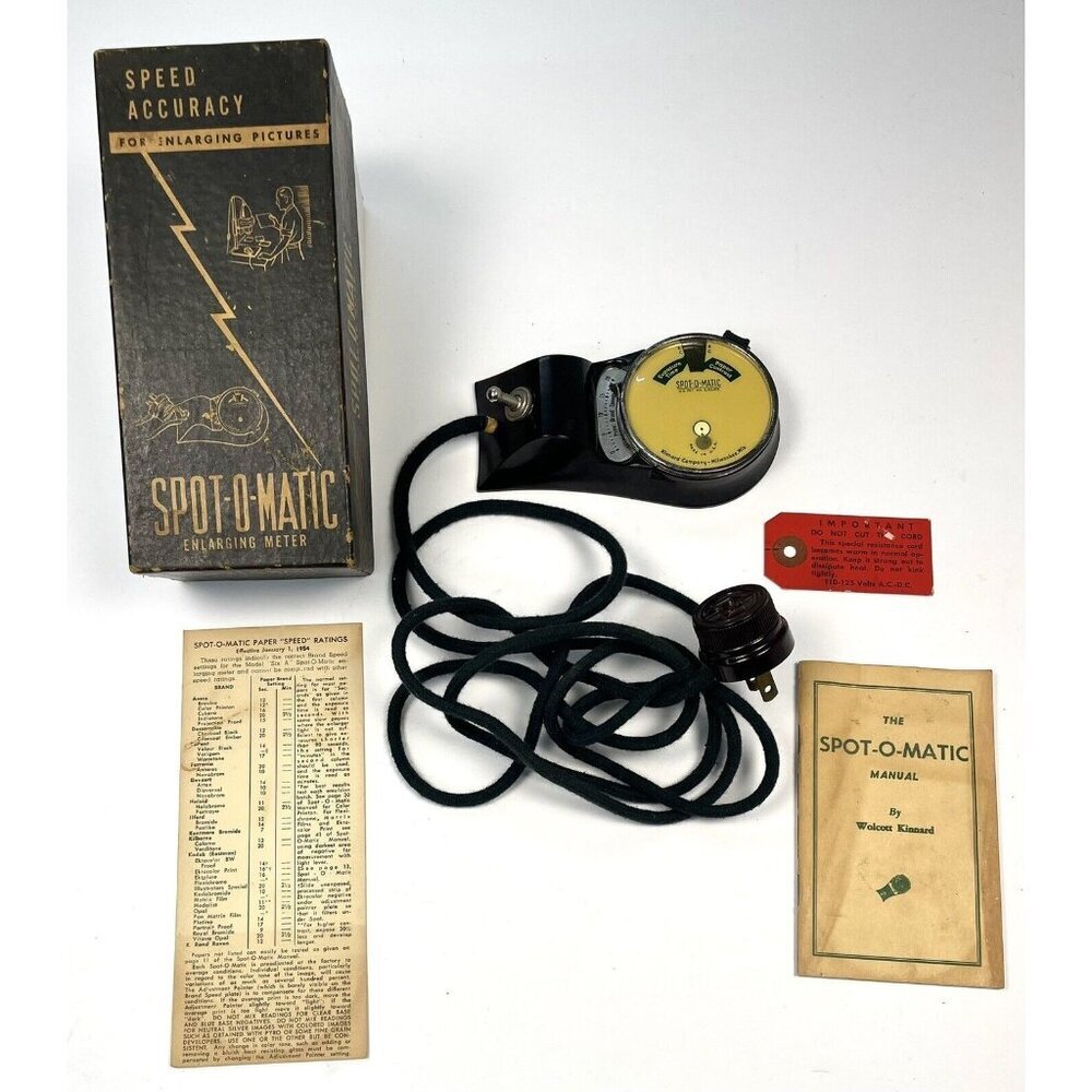 VTG KINNARD COMPANY Photography SPOT-O-MATIC Enlarging Meter w/ Box Manual WORKS